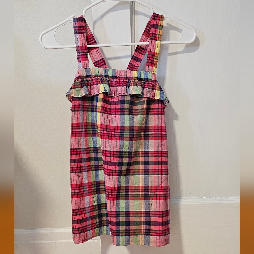 J. Crew Factory Madras Plaid Ruffled Tank Top